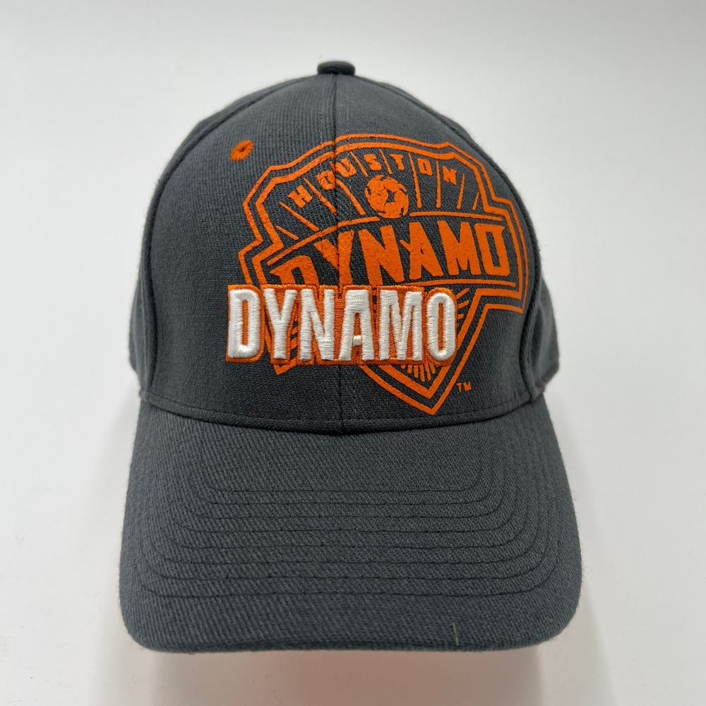 Houston Dynamo MLS Baseball Cap Gray Orange Adult One Size Flexfit‎